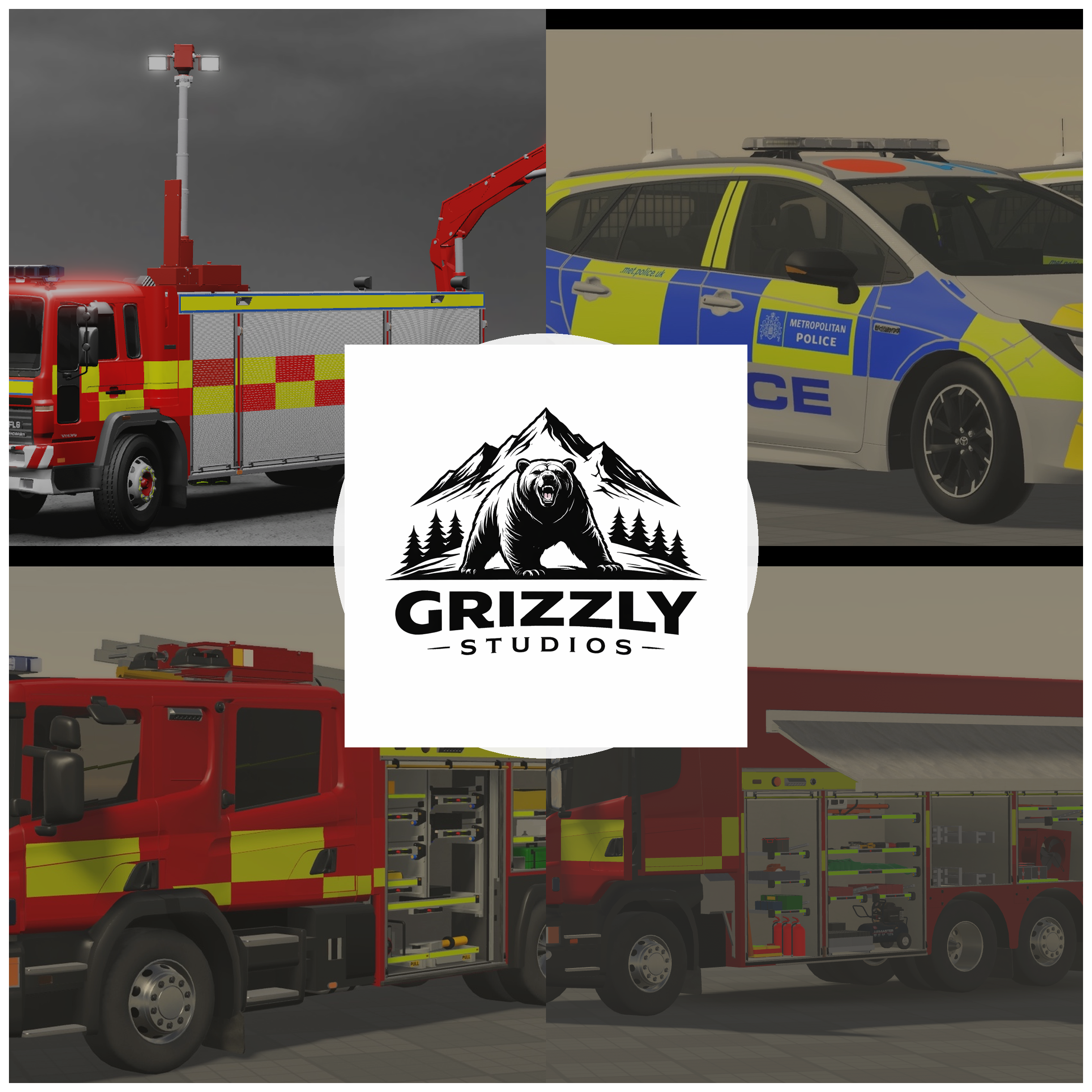 Grizzly Studios Roblox vehicle product collage